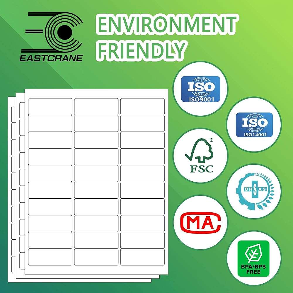 EastCrane 1" x 2-5/8" Printable Mailing Address Labels,3,000 Sticker Labels(100 Sheets),White Blank Labels for Laser/Inkjet Printer,Permanent Adhesive Name Labels,FBA Labels - Image 5
