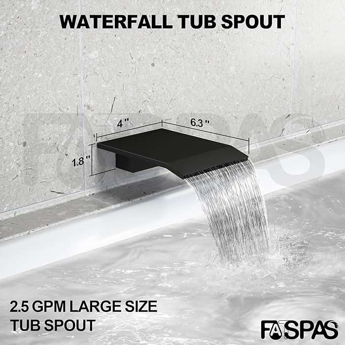 Fatspas Shower System with Tub Spout, 10-Inch High-Pressure Rain Showerhead and Handheld Combo, Matte Black Shower Faucet Set with Rough-in Valve and Trim, Wall Mounted 3-Way Shower Set - Image 2