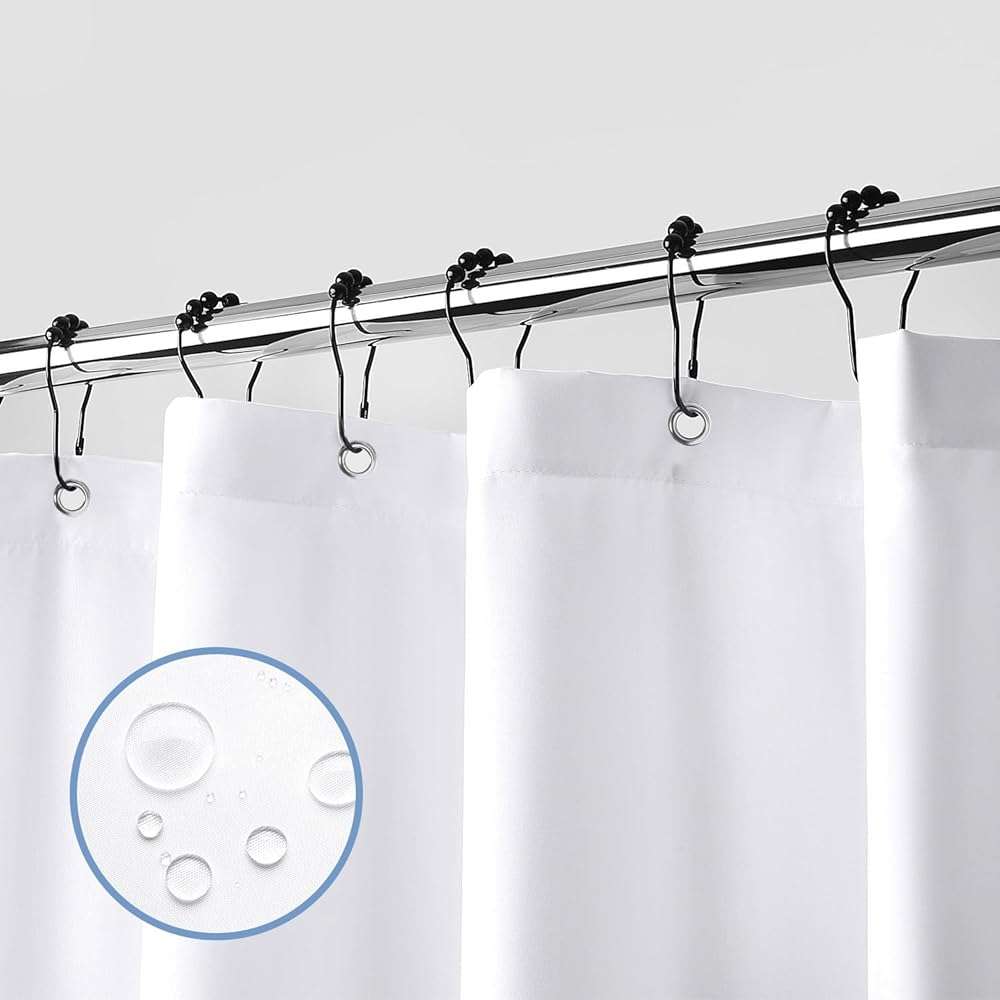 downluxe Waterproof Fabric Shower Curtain Liner, Soft Cloth Shower Liner with 3 Magnets, Machine Washable & Hotel Quality Bathroom Curtain, 70" W x 72" L, White - Image 1