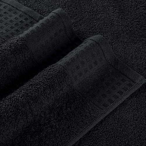 GLAMBURG 100% Cotton 2 Pack Oversized Bath Towel Set 28x55 Inches, Ultra Soft Highly Absorbant Compact Quickdry & Lightweight Large Bath Towels, Ideal for Gym Travel Camp Pool - Black - Image 3