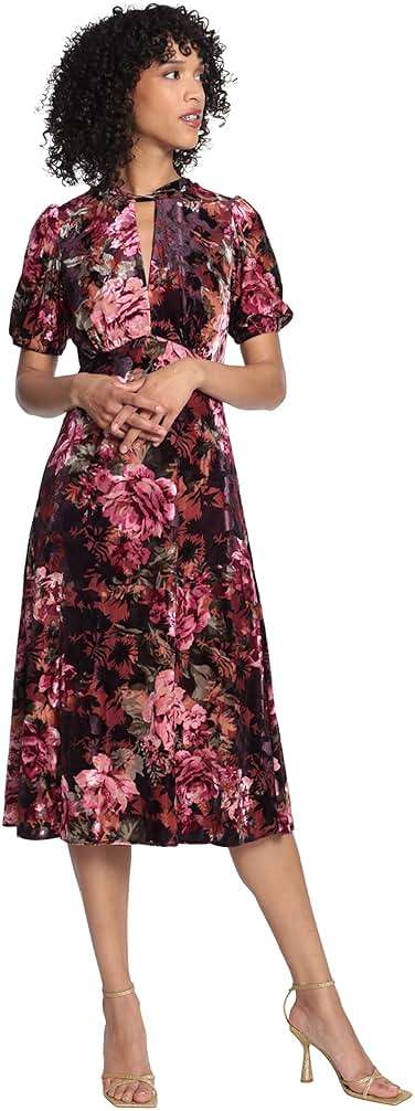 Maggy London Women's Maggy London Women's Dresses Keyhole Neck Velvet A-line Dress Occasion Party Event Guest of Wedding - Image 3
