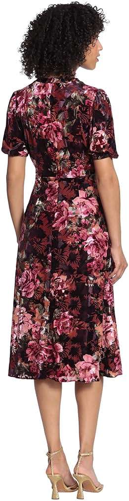 Maggy London Women's Maggy London Women's Dresses Keyhole Neck Velvet A-line Dress Occasion Party Event Guest of Wedding - Image 4