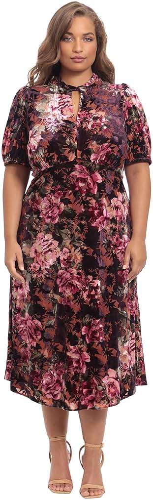 Maggy London Women's Maggy London Women's Dresses Keyhole Neck Velvet A-line Dress Occasion Party Event Guest of Wedding - Image 6
