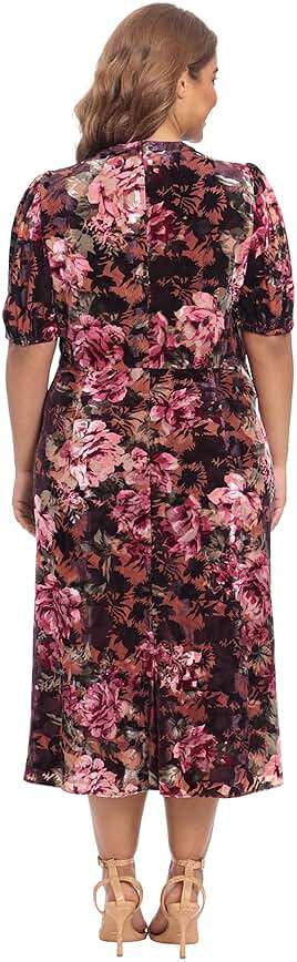 Maggy London Women's Maggy London Women's Dresses Keyhole Neck Velvet A-line Dress Occasion Party Event Guest of Wedding - Image 7