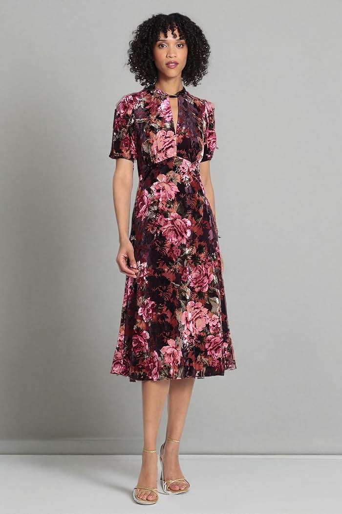 Maggy London Women's Maggy London Women's Dresses Keyhole Neck Velvet A-line Dress Occasion Party Event Guest of Wedding - Image 8
