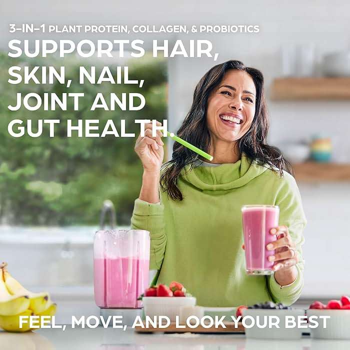 Orgain Protein Powder + Collagen, Vanilla Bean - 25g of Protein, 10g Collagen Peptides, Type I & III, 1B CFU Probiotics, Supports Hair, Skin, Nail, Joint & Gut Health, Gluten Free - 1.6lb - Image 3