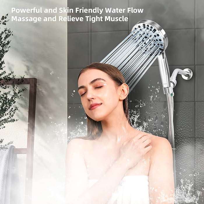 BESAQUO Shower Head,10 Functions High Pressure shower head with handheld, Built-in Pause Mode & Power Wash, Non-Clogging Nozzles High Flow Hand Held Shower Head, Leakproof 6ft Hose&Adjustable Bracket - Image 2