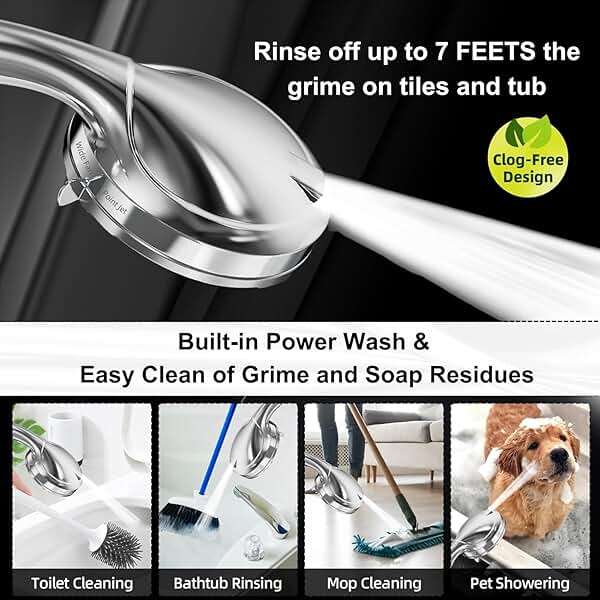 BESAQUO Shower Head,10 Functions High Pressure shower head with handheld, Built-in Pause Mode & Power Wash, Non-Clogging Nozzles High Flow Hand Held Shower Head, Leakproof 6ft Hose&Adjustable Bracket - Image 5