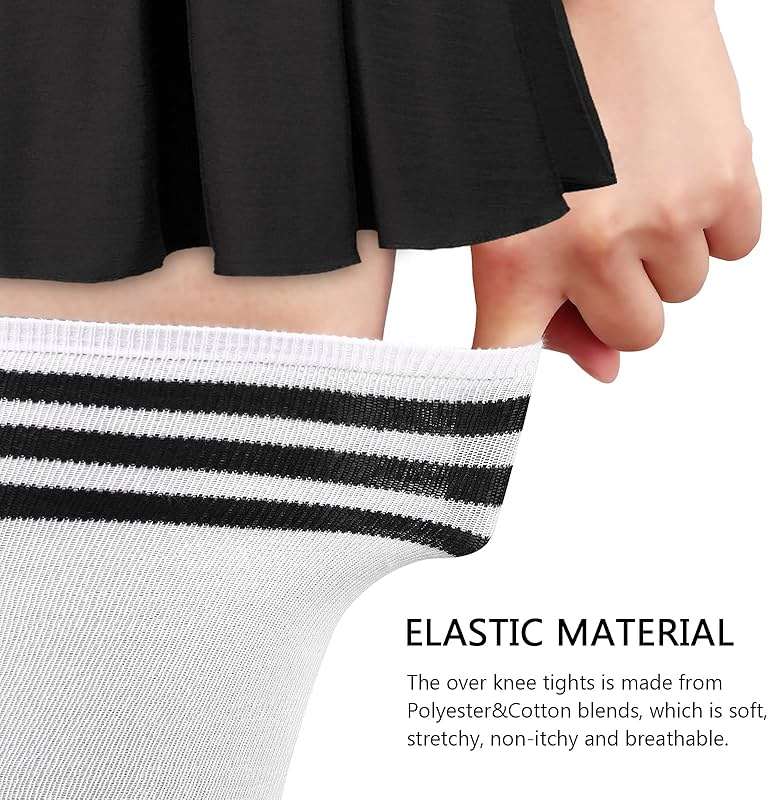 AQOKKA Extra Long Thigh High Socks for Women Striped Over Knee Thigh Socks Long Boot Thigh High Stockings Leg Warmers - Image 4