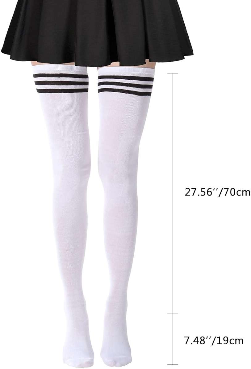AQOKKA Extra Long Thigh High Socks for Women Striped Over Knee Thigh Socks Long Boot Thigh High Stockings Leg Warmers - Image 7