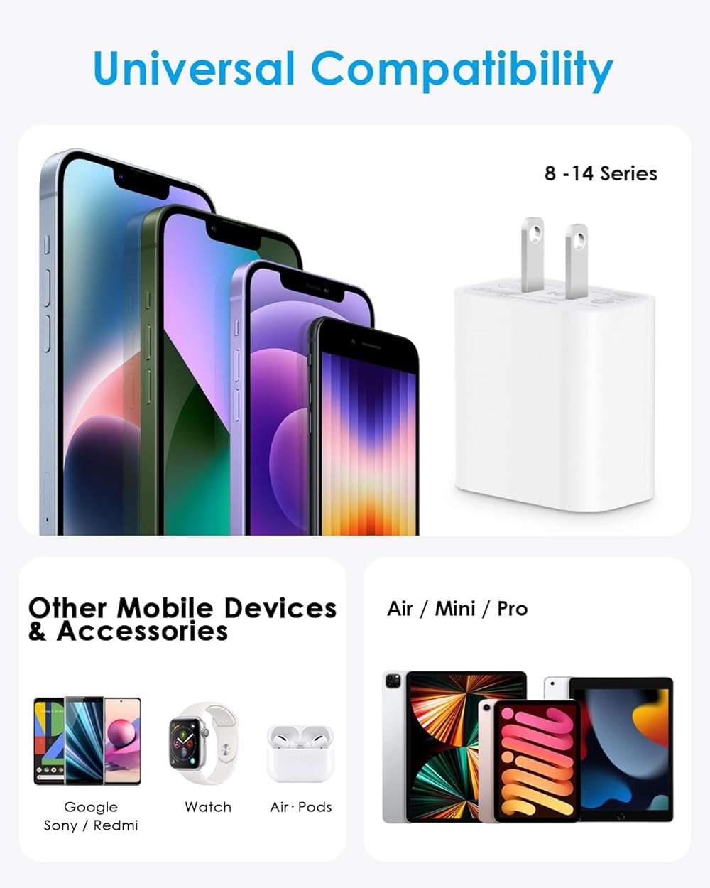 AISNI Fast Charger Block Compatible with iPhone 14 13 Fast Charging 10 Foot Fast Charging Cable,MFi-Certified, 20W PD USB C Block Charger 10 ft for iPhone 14 Plus/14/13/12/11 Pro Max (2Pack White) - Image 6