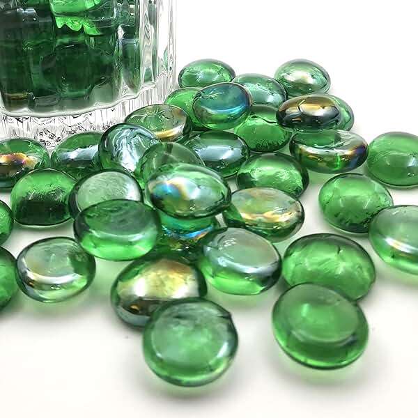 Flat Glass Marbles 1 Pound Vase Filler Fire Pit Glass Pebbles for Indoor Plants, Aquarium Fish Tank Decorations, Home Decor, Fire Pit, Landscaping, Arts Crafts (Green) - Image 4