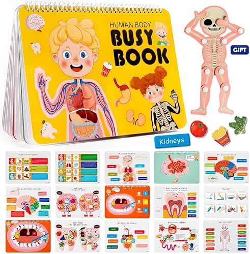 Freebear Montessori Busy Book for Kids, Human Body Anatomy Book for Toddlers, Preshool Kindergarten Learning Activities, Autism Sensory Toys, Travel Toys, Gifts for Girls and Boys 4 5 6 7 8 Years - Image 1