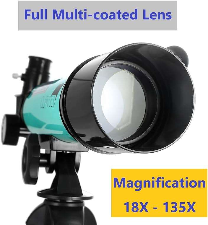 CLAVOLO Refractor Telescope with Finder Scope for Kids & Astronomy Beginners, Travel Telescope with 3 Eyepieces Magnification 18X – 135X - Image 3