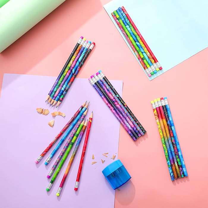 Chinco 300 Pieces Wooden Pencil with Eraser for Kids Assortment Colorful Fun Pencils Bulk with Eraser Kids Novelty Back to School Supplies for Classroom, Student Reward, Stationery Party Favors - Image 6