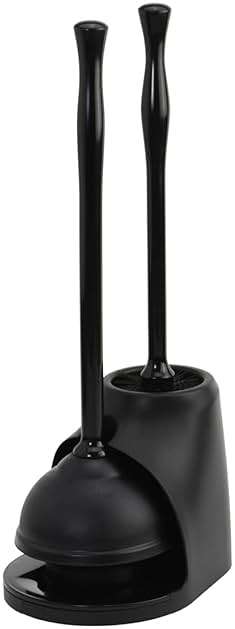 Casabella Bowl Brush & Plunger Combo - Heavy-Duty Toilet Plunger and Cleaning Brush, Ergonomic Handles, Durable Bowl Brush, Tackles Tough Clogs, Discreet Storage - Image 1