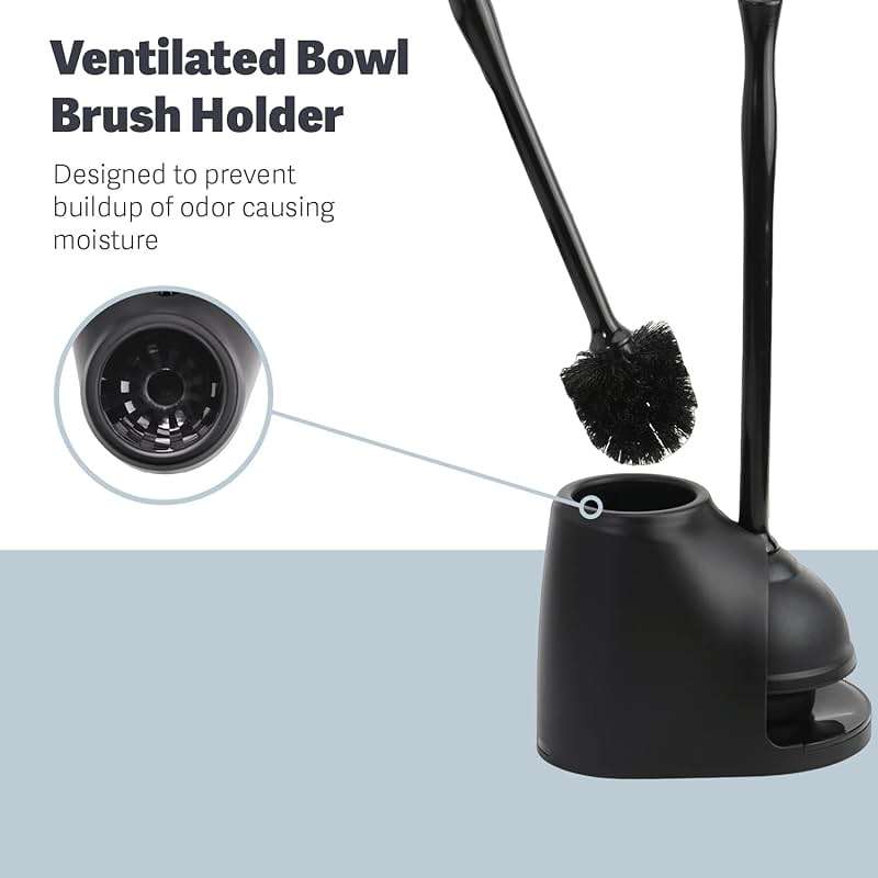 Casabella Bowl Brush & Plunger Combo - Heavy-Duty Toilet Plunger and Cleaning Brush, Ergonomic Handles, Durable Bowl Brush, Tackles Tough Clogs, Discreet Storage - Image 7