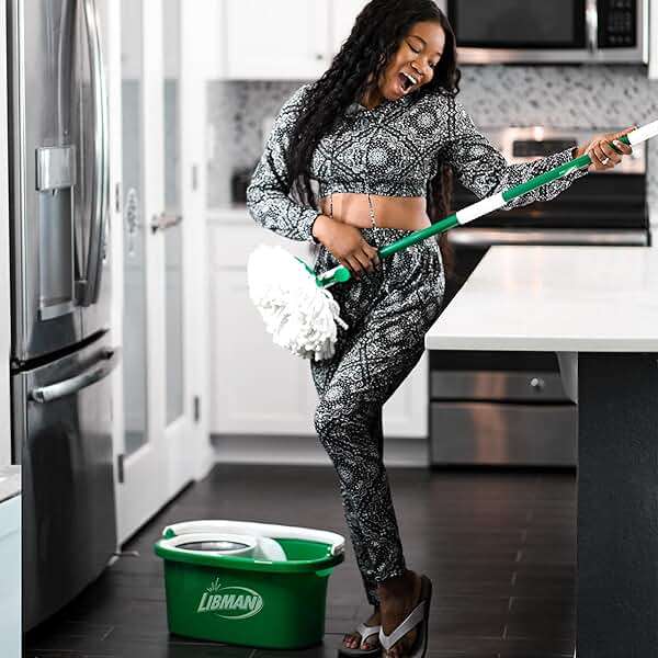 Libman Tornado Spin Mop System and 1 Refill, Mop and Bucket with Wringer Set for Hardwood Floor Cleaning, 2 Total Heads Included - Image 2