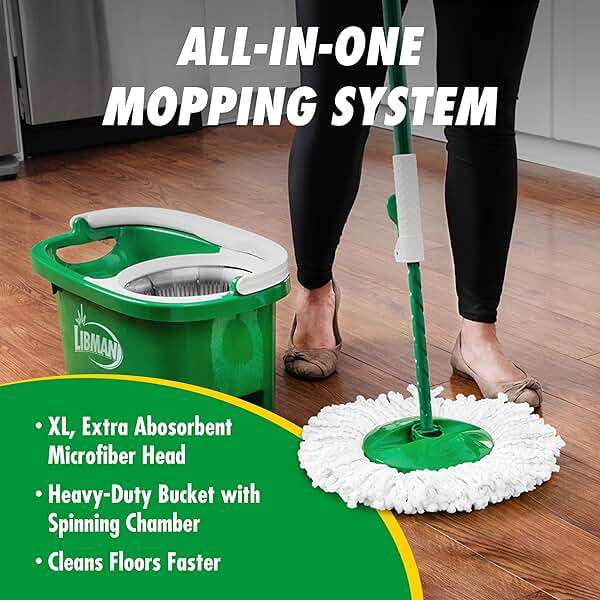 Libman Tornado Spin Mop System and 1 Refill, Mop and Bucket with Wringer Set for Hardwood Floor Cleaning, 2 Total Heads Included - Image 3