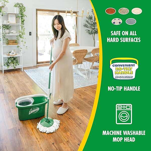 Libman Tornado Spin Mop System and 1 Refill, Mop and Bucket with Wringer Set for Hardwood Floor Cleaning, 2 Total Heads Included - Image 4