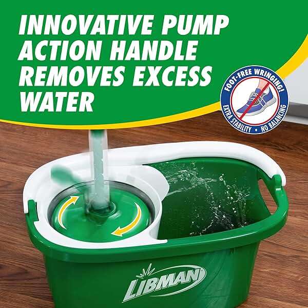 Libman Tornado Spin Mop System and 1 Refill, Mop and Bucket with Wringer Set for Hardwood Floor Cleaning, 2 Total Heads Included - Image 6