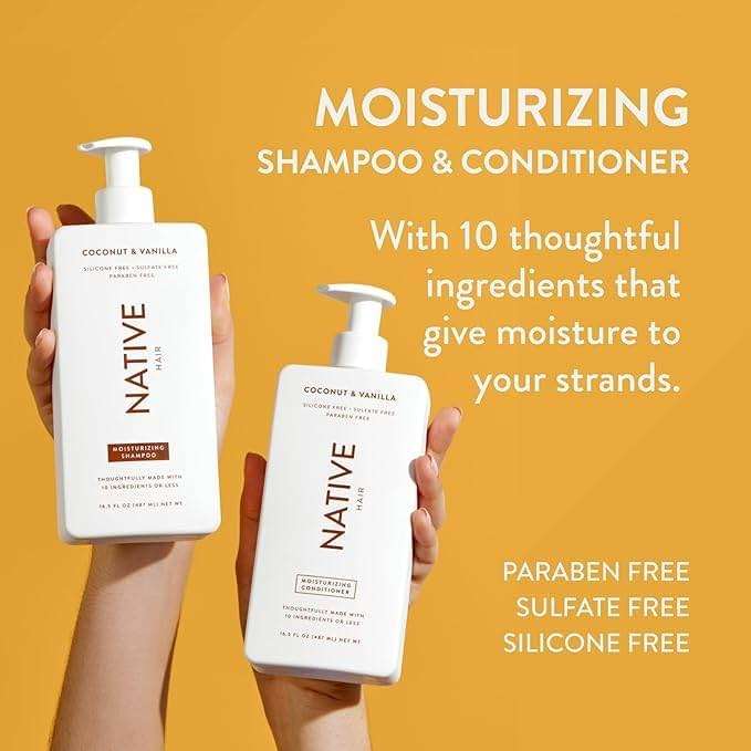 Native Coconut & Vanilla Shampoo and Conditioner Contain Naturally Derived Ingredients | All Hair Types, Color & Treated, Fine to Dry Damaged, Sulfate & Dye Free - 2-Pack - Image 2