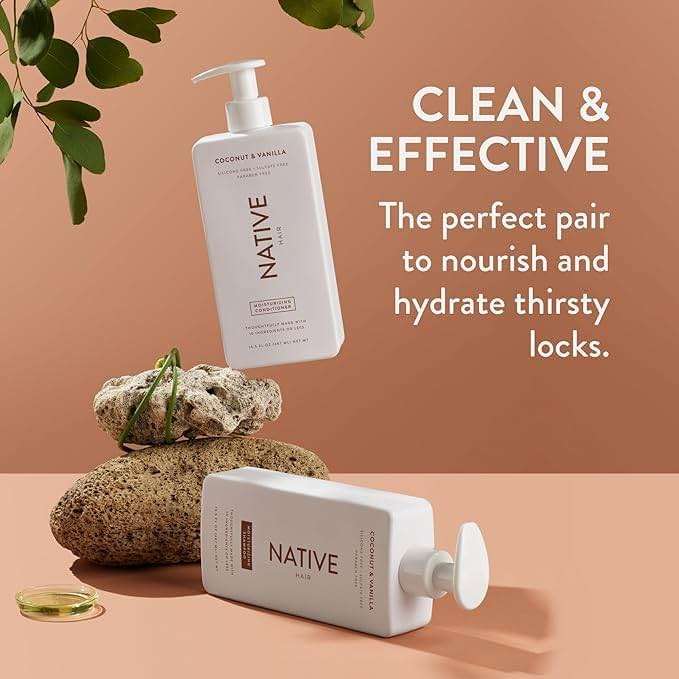 Native Coconut & Vanilla Shampoo and Conditioner Contain Naturally Derived Ingredients | All Hair Types, Color & Treated, Fine to Dry Damaged, Sulfate & Dye Free - 2-Pack - Image 3