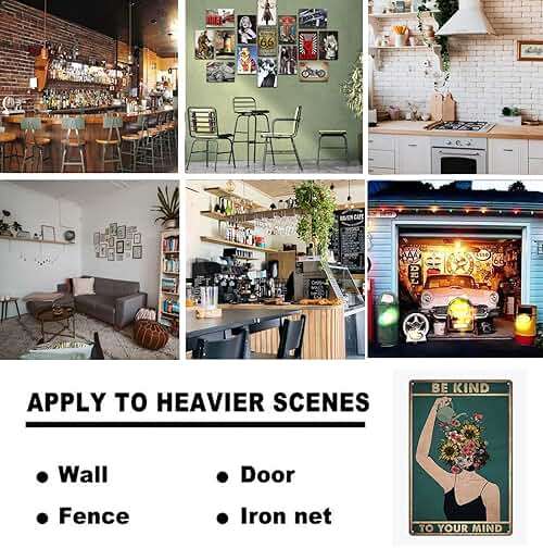 Fmcmly Be Kind to Your Mind Vintage Tin Signs Hippie Boho Wall Art Encouragement Gifts for Women Home Office Bedroom Living Room Cafes Wall Decor 8x12 Inch - Image 4