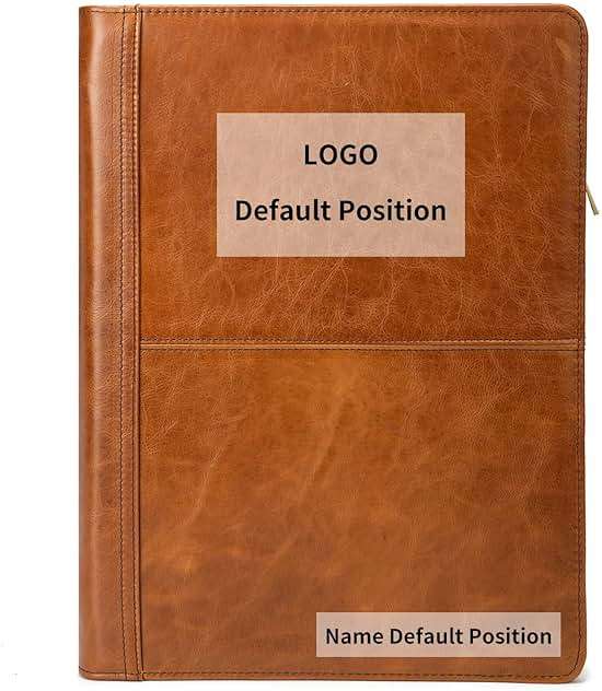 Geslun Personalized Genuine Leather Portfolio with 3 Ring Binder, Full Grain Leather Padfolio Zippered, A4 Notebook Holder Customized Professional Folder Organizer Gift for Men and Women, Oil Tanned - Image 1