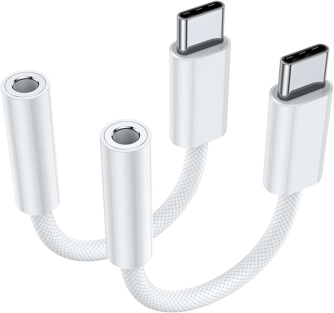 JXMOX USB Type C to 3.5mm Female Headphone Jack Adapter (2-Pack), USB C to Aux Audio Dongle Cable Cord for iPhone 17 Air 16 15 Pro Max, Samsung Galaxy S23 S24 S25 Ultra, iPad Pro, MacBook, Pixel 9 - Image 1