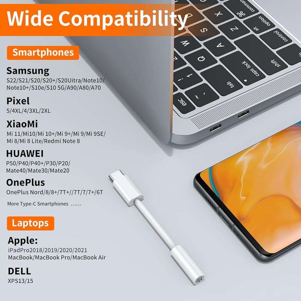 JXMOX USB Type C to 3.5mm Female Headphone Jack Adapter (2-Pack), USB C to Aux Audio Dongle Cable Cord for iPhone 17 Air 16 15 Pro Max, Samsung Galaxy S23 S24 S25 Ultra, iPad Pro, MacBook, Pixel 9 - Image 6