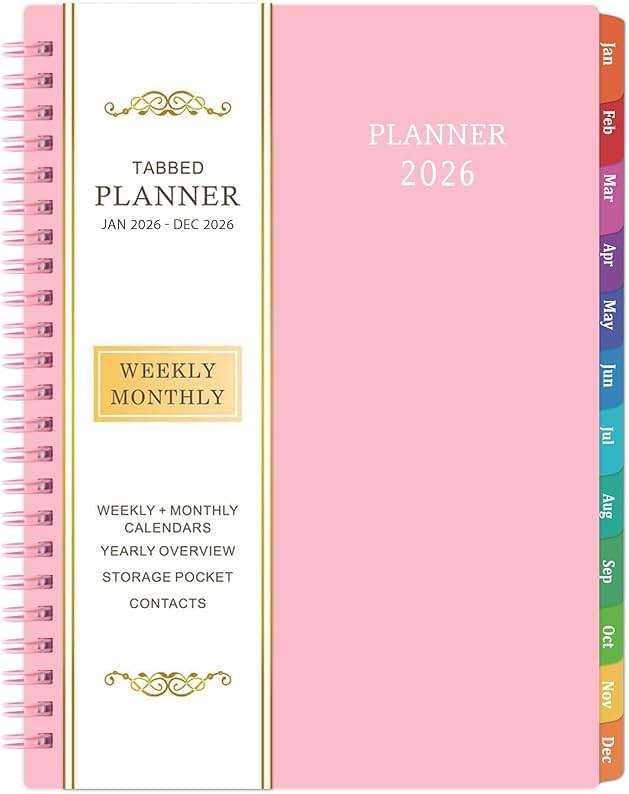 Planner 2026-2027 - 2026-2027 Planner Weekly and Monthly with Tabs, July 2026 - June 2027, 6.25" × 8.3", Strong Twin-Wire Binding - Image 1