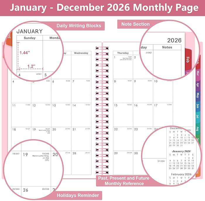 Planner 2026-2027 - 2026-2027 Planner Weekly and Monthly with Tabs, July 2026 - June 2027, 6.25" × 8.3", Strong Twin-Wire Binding - Image 3