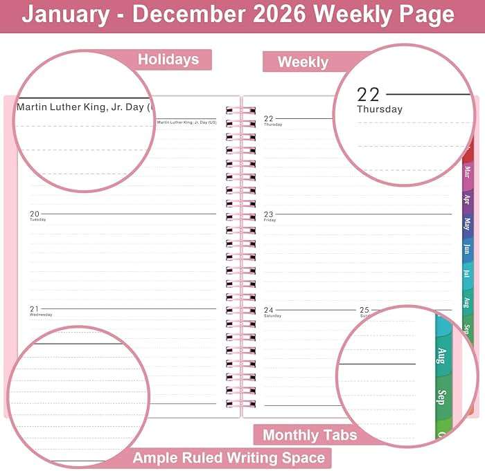 Planner 2026-2027 - 2026-2027 Planner Weekly and Monthly with Tabs, July 2026 - June 2027, 6.25" × 8.3", Strong Twin-Wire Binding - Image 4
