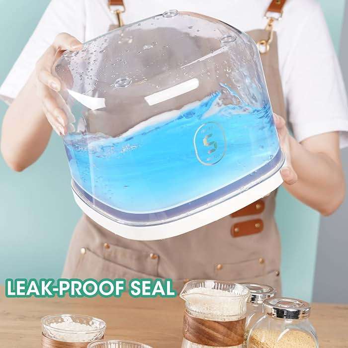 TBMAXS Airtight Rice Container 10 Lbs, Clear Plastic Food Storage Container Bin For Flour Sugar, Dry Food Holder with Easy Locking Lid for Kitchen Pantry Organization and Storage - Image 2