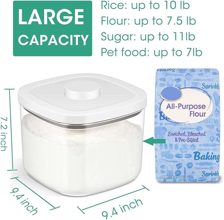 TBMAXS Airtight Rice Container 10 Lbs, Clear Plastic Food Storage Container Bin For Flour Sugar, Dry Food Holder with Easy Locking Lid for Kitchen Pantry Organization and Storage - Image 3