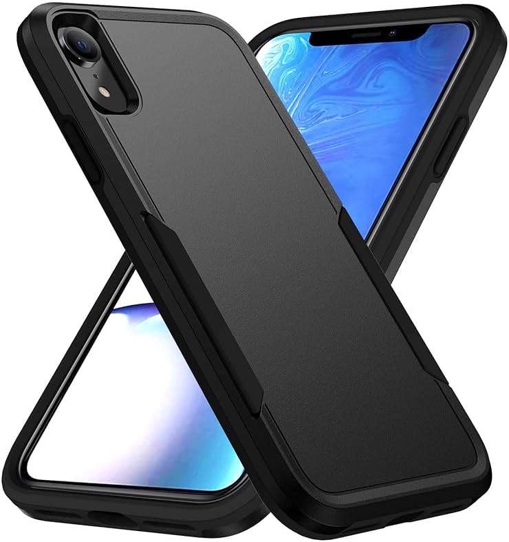Hsefo Compatible with iPhone XR Case, Heavy Duty Protection Shockproof Dropproof Dustproof Anti-Scratch Phone Case Cover for xr -Black - Image 1