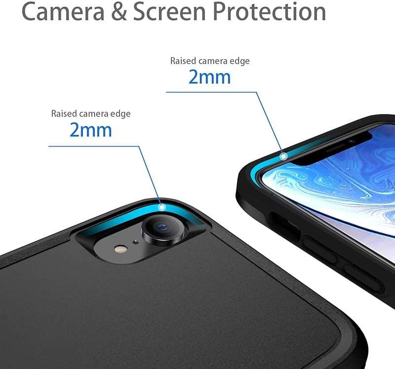 Hsefo Compatible with iPhone XR Case, Heavy Duty Protection Shockproof Dropproof Dustproof Anti-Scratch Phone Case Cover for xr -Black - Image 3