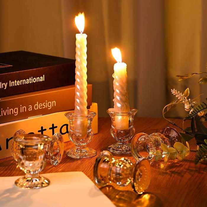 36 Pcs Clear Glass Candlestick Holders Taper Candle Holder Bulk 2.5 Inch Candle Stick Holder for Table Centerpiece Mantel Wedding Housewarming Gift Rustic Vintage Valentines Dinning Decoration (Clear) - Image 2