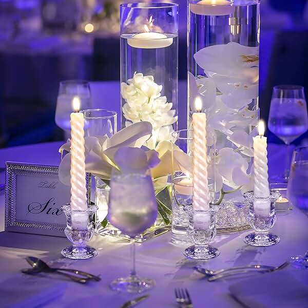 36 Pcs Clear Glass Candlestick Holders Taper Candle Holder Bulk 2.5 Inch Candle Stick Holder for Table Centerpiece Mantel Wedding Housewarming Gift Rustic Vintage Valentines Dinning Decoration (Clear) - Image 4