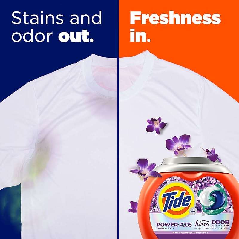 Tide Power Pods Laundry Detergent Pacs with Febreze, 32 Count, Spring & Renewal Scent, Febreze Freshness with Odor Eliminators - Image 3