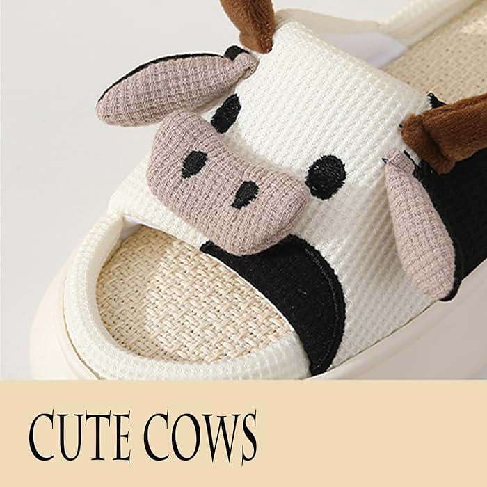 GULAKY Cow Slippers for Women Fuzzy Cute Kawaii Shoes Super Warm Soft Sole Non-slip Lightweight - Image 2