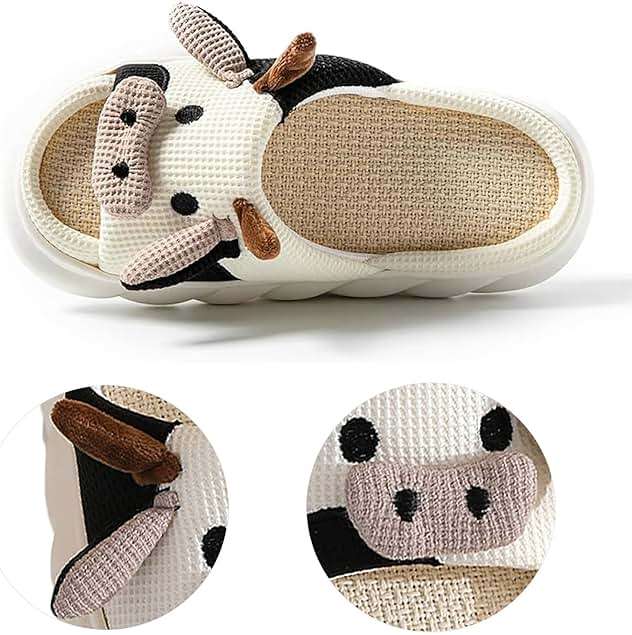 GULAKY Cow Slippers for Women Fuzzy Cute Kawaii Shoes Super Warm Soft Sole Non-slip Lightweight - Image 3
