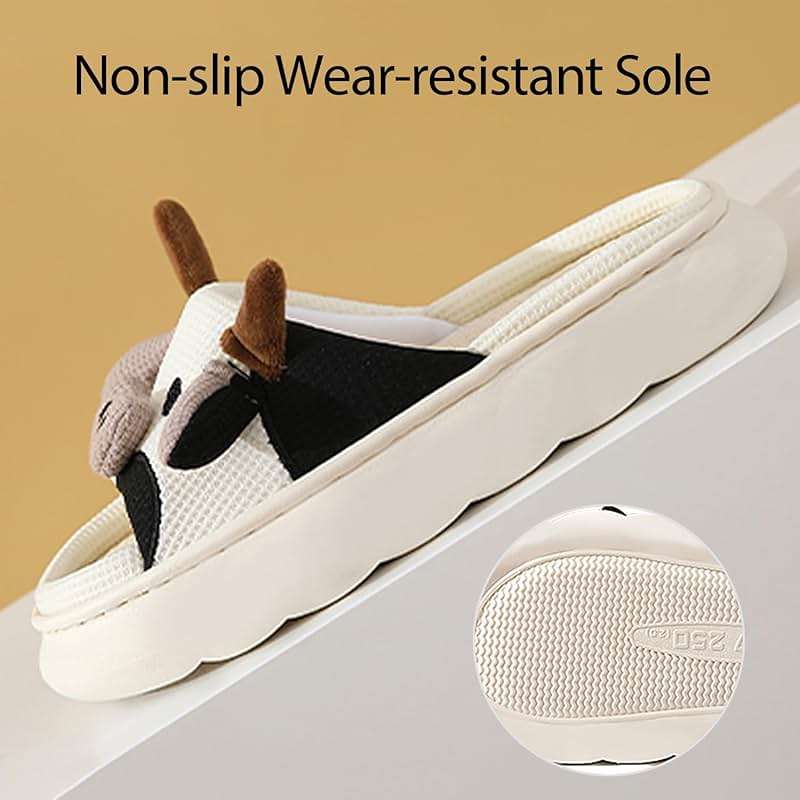 GULAKY Cow Slippers for Women Fuzzy Cute Kawaii Shoes Super Warm Soft Sole Non-slip Lightweight - Image 4