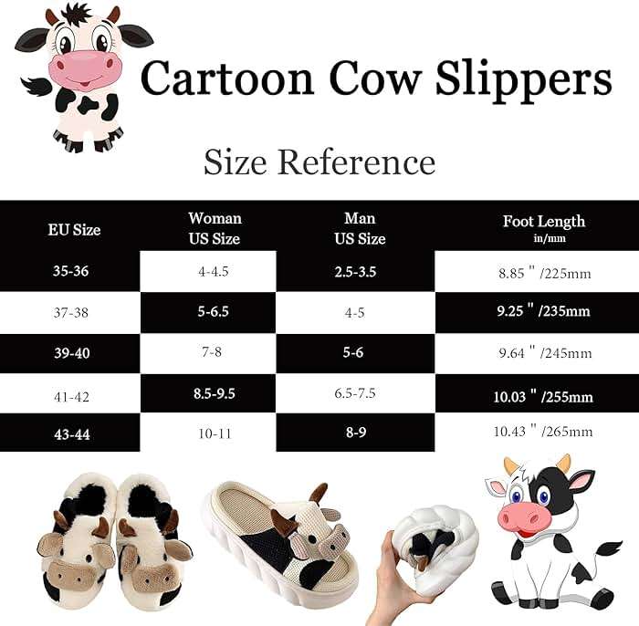 GULAKY Cow Slippers for Women Fuzzy Cute Kawaii Shoes Super Warm Soft Sole Non-slip Lightweight - Image 7