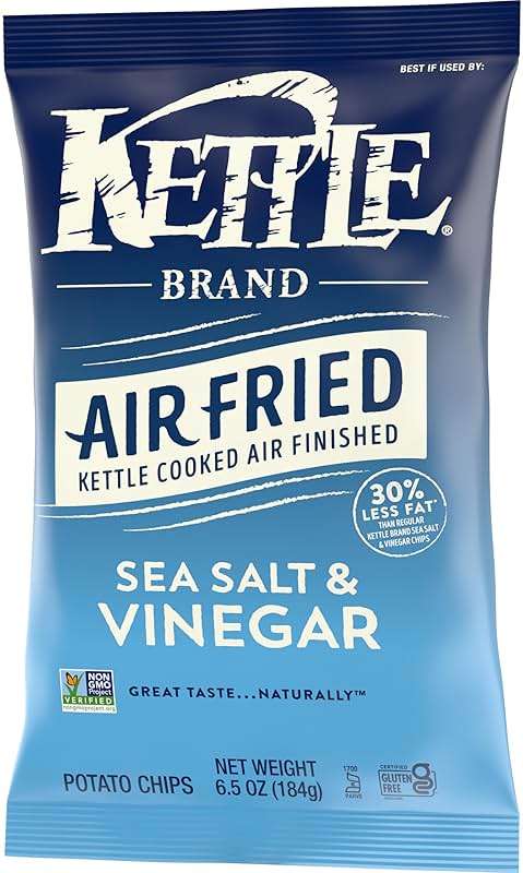 Kettle Brand Potato Chips, Air Fried Sea Salt & Vinegar Kettle Chips, 6.5 Oz Bag - Image 8