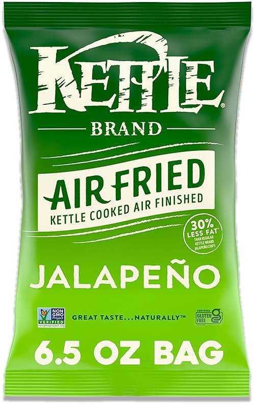Kettle Brand Potato Chips, Air Fried Jalapeño Kettle Chips, 6.5 Oz Bag - Image 1