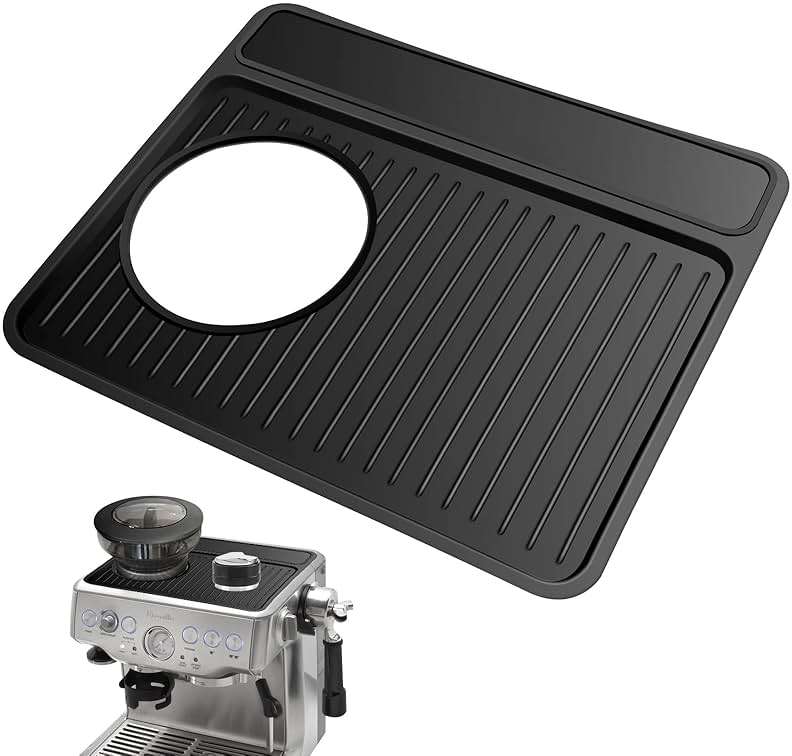 Tamping Mat for Breville 870/880, Espresso Tamper Mat, Food Grade Silicone Non-Slip, 11in x 9.25in, Waterproof Heat Resistant, Espresso Tamping Station for Espresso Machine Barista Accessories (Black) - Image 1