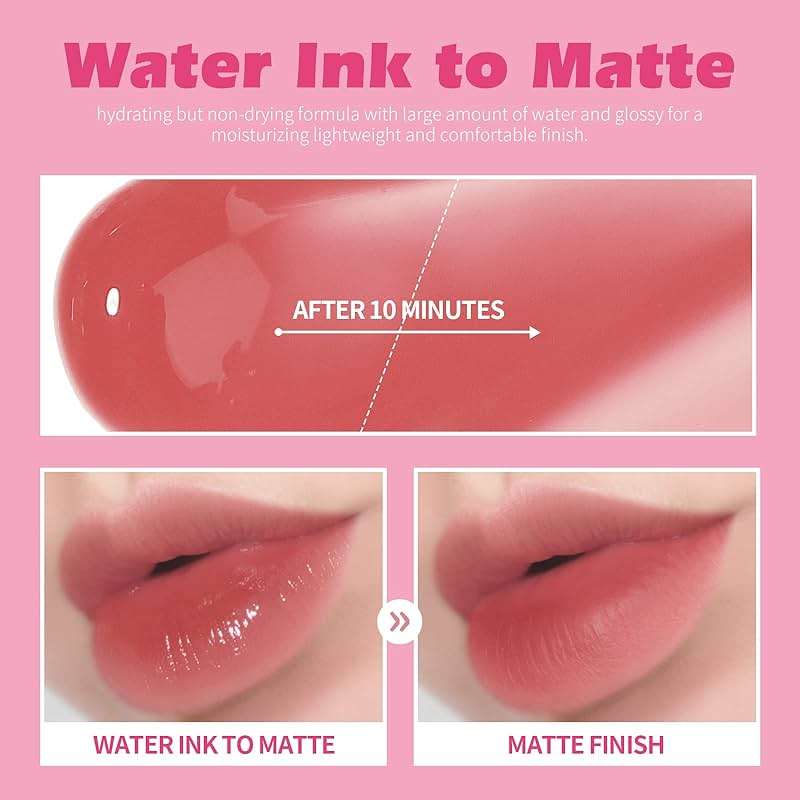 KIMUSE Water Gel Lip Tint 6 Colors Set, Highly Pigmented Long Lasting Moisturizing Glossy Lip Stains, Hydrate Lightweight Lip Gloss Makeup - Image 3