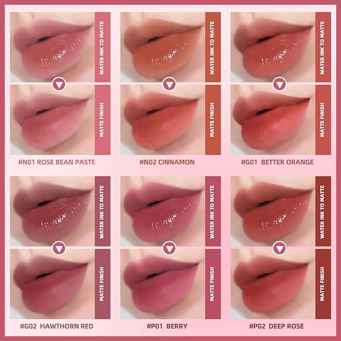 KIMUSE Water Gel Lip Tint 6 Colors Set, Highly Pigmented Long Lasting Moisturizing Glossy Lip Stains, Hydrate Lightweight Lip Gloss Makeup - Image 4
